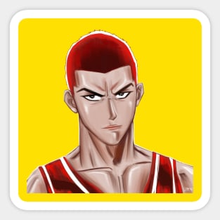 the talented sakuragi in basketball team player ecopop portrait art Sticker